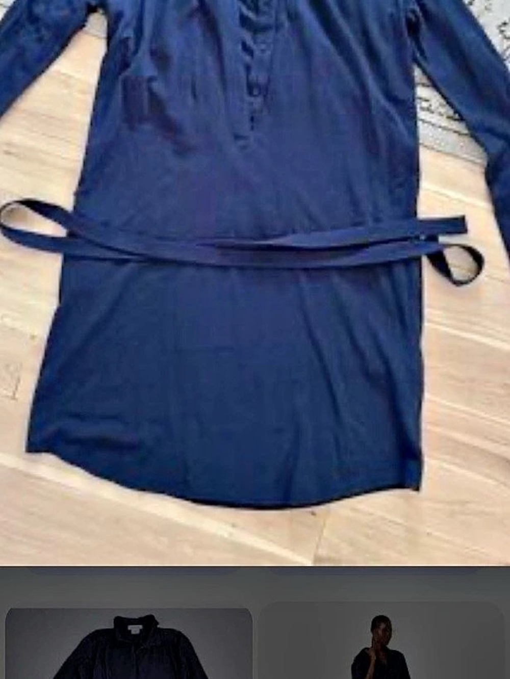 Lacoste Shirt Dress Blue Long Sleeve Tie Waist Mini Dress